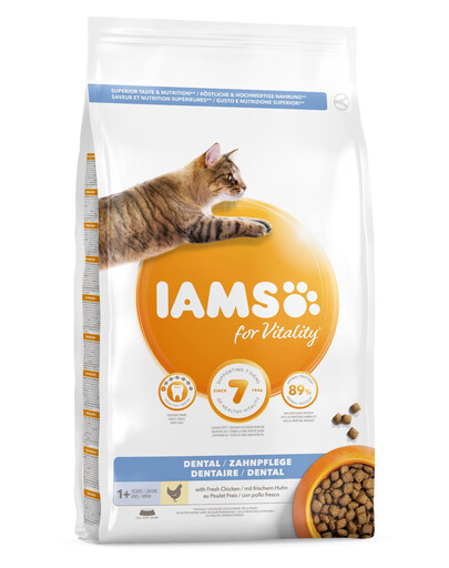 IAMS For Vitality Dental Croquettes pour chats adultes 10 kg hygiène bucco-dentaire