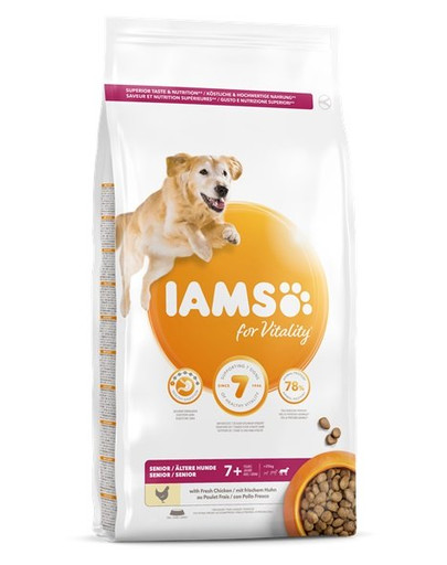 IAMS For Vitality Senior Large Breed Chicken 3 kg croquettes pour chiens âgés de grandes races au Poulet