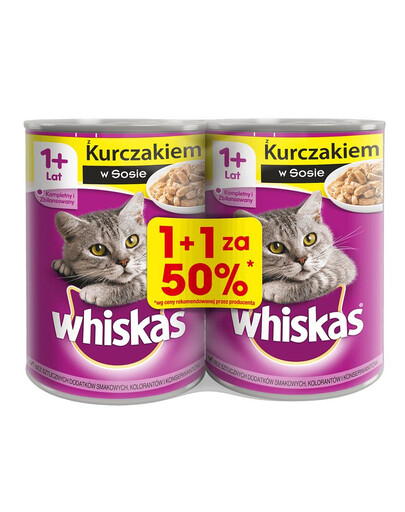 WHISKAS Adult au poulet en sauce 24x400g (12pcs pour 50%)