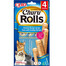 INABA Churu Rolls Cat Treat Aliment humide avec garniture crémeuse au poulet, thon et coquille Saint-Jacques 4x10g