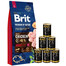 BRIT Premium By Nature Adult Large L - Nourriture complète pour chiens adultes de grandes races - 15 kg + nourriture humide avec volaille 6x1240 g