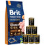 BRIT Premium By Nature Senior Small Medium S+M - Nourriture au poulet pour chiens âgés de petites et moyennes races - 15 kg + nourriture humide avec volaille 6x1240 g