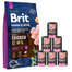 BRIT Premium By Nature Adult Small S - Nourriture complète au poulet pour chiens adultes de petite taille - 8 kg + nourriture humide avec dinde 6x400 g