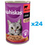 WHISKAS Adult 24x400 g nourriture complète humide pour chats adultes avec bœuf en sauce
