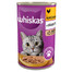 WHISKAS Adult boîte 400 g - nourriture complète humide pour chats adultes, morceaux de poulet en gelée