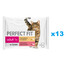 PERFECT FIT Adult 52x85g Nourriture humide pour chat à la sauce au poulet et aux petits pois, avec du bœuf et des carottes