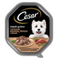 CESAR plateau 150 g nourriture complète humide pour chiens adultes en sauce avec de la dinde tendre, du bœuf et des herbes